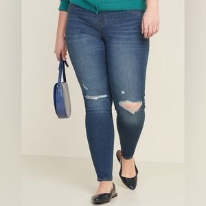 Old Navy Pull On High Rise Super Skinny Rockstar Jeans Distressed Stretch Sz 24